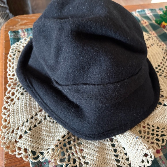 Womens 1920s Vintage Wool Felt Cloche Bucket Bowler Hat Winter Crushable M - Picture 3 of 4